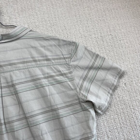O'Neill Button Up Shirt Off-White / Grey w/Blue Striped Short Sleeve Surf Men XL - Picture 13 of 15